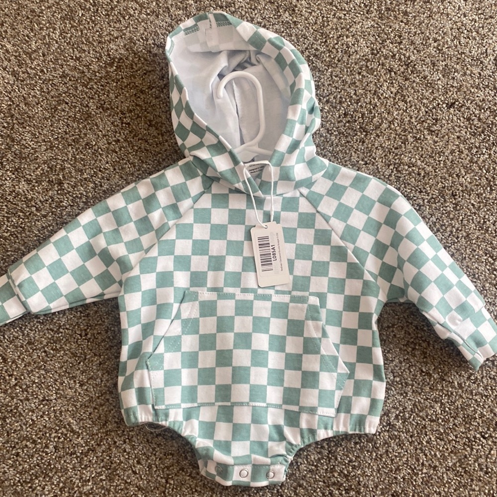 Little One Shop New Checkered Sweatshirt Romper